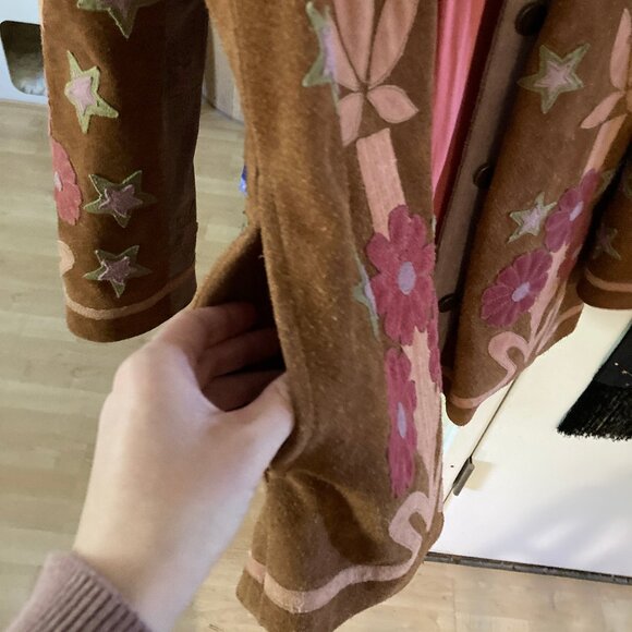 NWOT Free People Liza Leather Jacket Fringe Embroidered Western Suede Sz M $698 - Picture 3 of 6